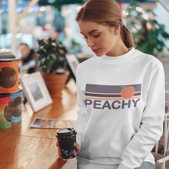 Just Peachy Vintage Retro Crewneck Sweatshirt - Picture 4 of 6